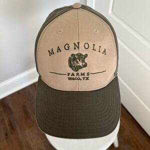 Magnolia Farms Two Tone Army Green and Tan Adjustable Trucker Baseball Cap Hat